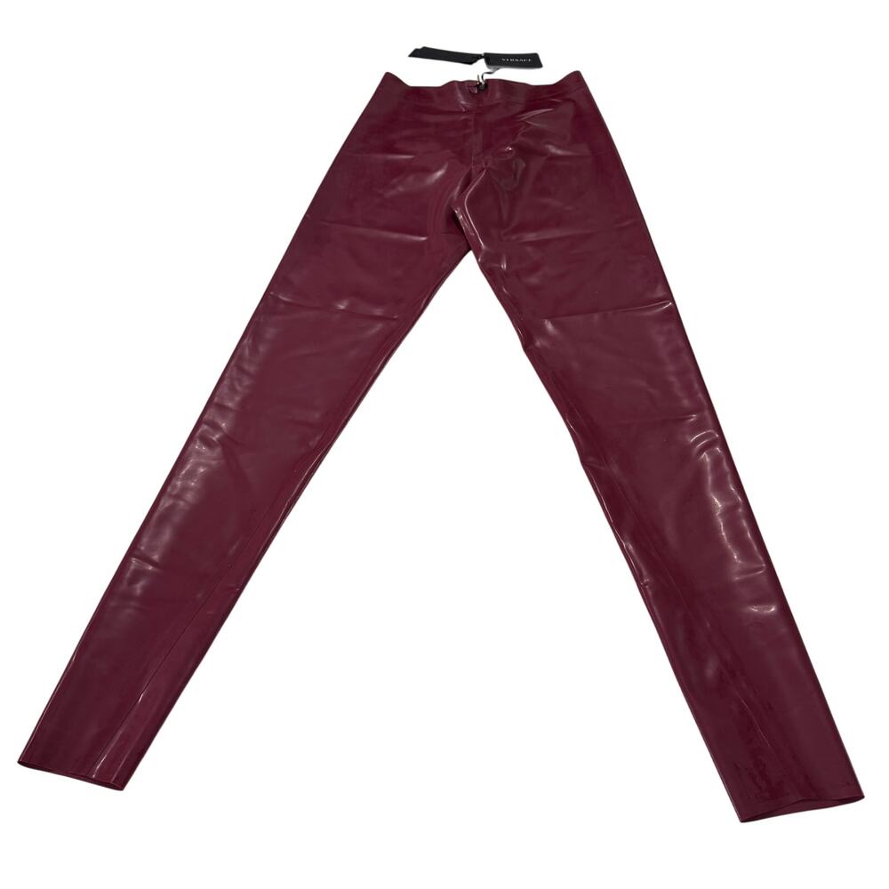 VERSACE Women's Ruby Red Latex Zip Leggings IT36/US0/XXS NWT $1,475